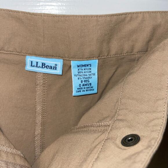 L.L. Bean Womens Dark‎ Khaki Outdoor Hiking Stretch Fitted Capris Size 8 reg - Picture 3 of 12